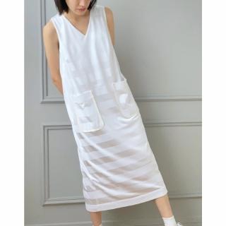 【UUIN】Light Collection _ 白條透氣無袖洋裝(女裝 舒適 機能布)