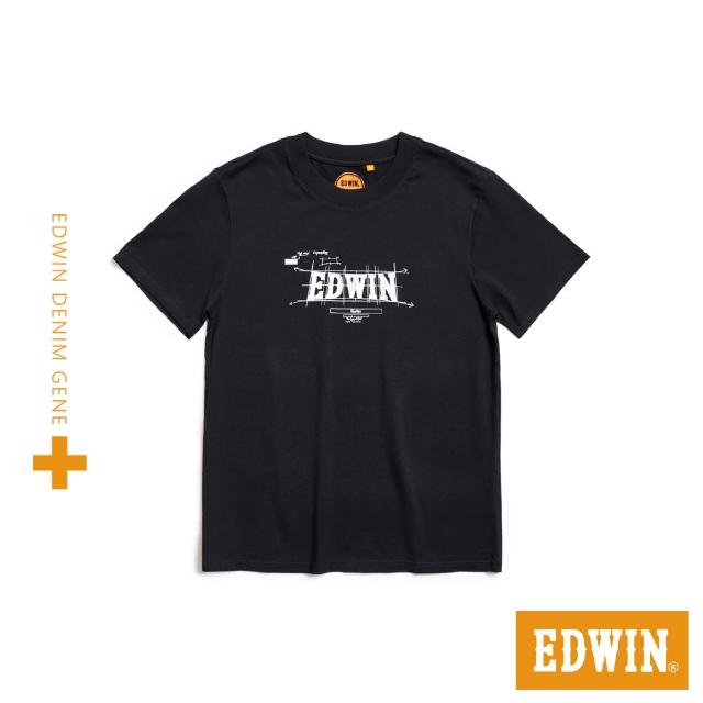 【EDWIN】男裝 人氣復刻款 橘標 SKETCH LOGO短袖T恤(黑色)