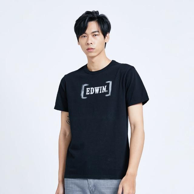 【EDWIN】男裝 人氣復刻款 噴漆LOGO短袖T恤(黑色)