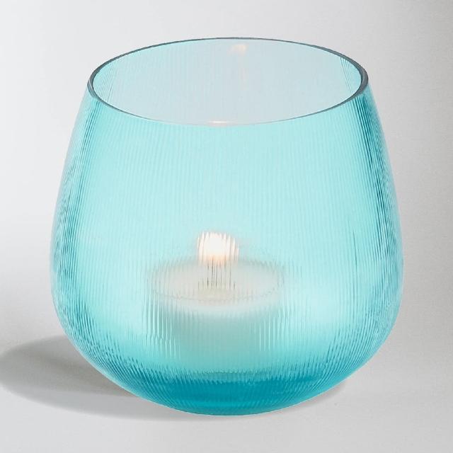 【PHILIPPI】絲紋玻璃燭台 水藍(蠟燭臺 燭座)