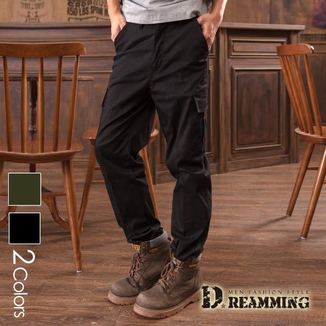 【Dreamming】美式布標百搭伸縮休閒工作長褲(共二色)
