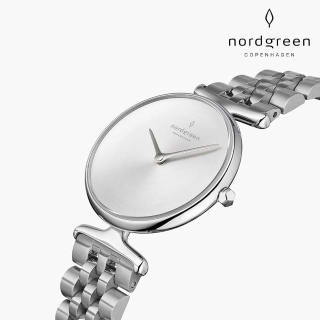 【Nordgreen 官方直營】Unika 獨特 月光銀系列 月光銀 指針五珠精鋼錶帶手錶 32mm