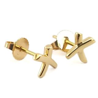 【Tiffany&Co. 蒂芙尼】18K金-KISS X符號墜飾貼耳針式耳環