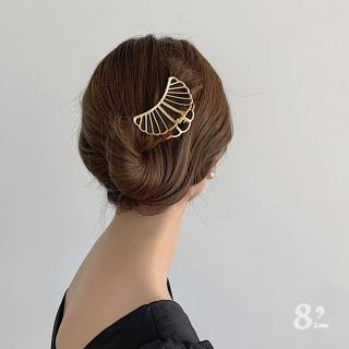 【89 zone】法式簡約合金鏤空 髮飾 頭飾 飾品 鯊魚夾 抓夾 髮夾 1 入(貝殼弧形)