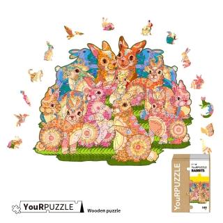 【YouRPUZZLE】台灣現貨兔子聚會拼圖(檢驗合格木質動物拼圖)