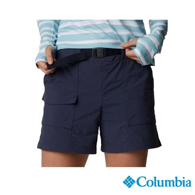 【Columbia 哥倫比亞 官方旗艦】女款- Omni-Shade 防曬防潑短褲-深藍(UAR24690NY / 2022年春夏商品)