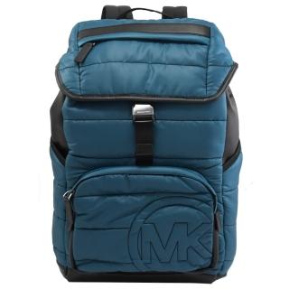 【Michael Kors】圓形MKLOGO空氣尼龍手提商務包旅用包後背包(藍綠)
