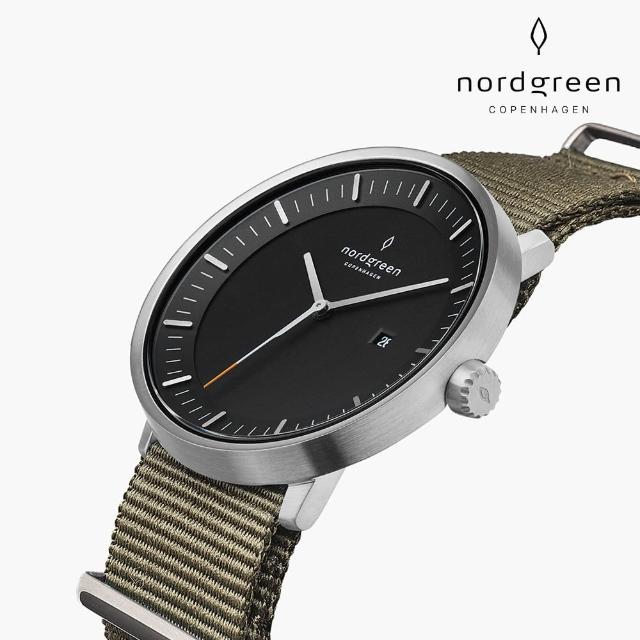 【Nordgreen 官方直營】Christopher聯名xPhilosopher 哲學家 月光銀系列 波西米亞綠指針尼龍錶帶手錶 36mm