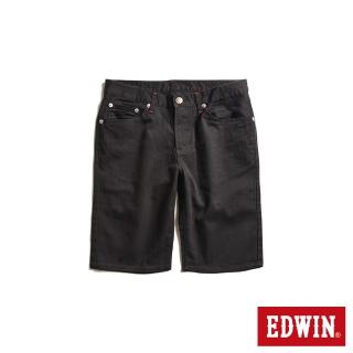 【EDWIN】男裝 EDGE 對稱袋花短褲(黑色)