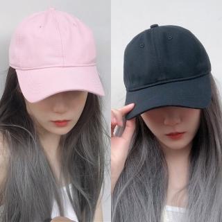【Emi 艾迷】韓系 素面 棒球帽 水洗色 素色 黑白 奶茶色(遮陽 防曬)