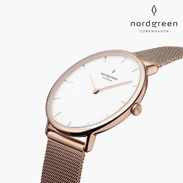 【Nordgreen】Native 本真 玫瑰金系列 玫瑰金鈦鋼米蘭錶帶指針手錶 36mm