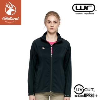 【Wildland 荒野】女 N66彈性透氣抗UV外套《黑》0A81901/防曬夾克/防潑水薄外套/運動外套(悠遊山水)