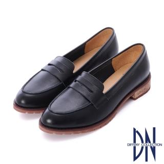 【DN】紳士鞋_MIT真皮素面木紋低跟樂福鞋(黑)
