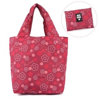 【Mary Quant 瑪莉官】雙色小雛菊可水洗折疊環保購物袋(紅色)
