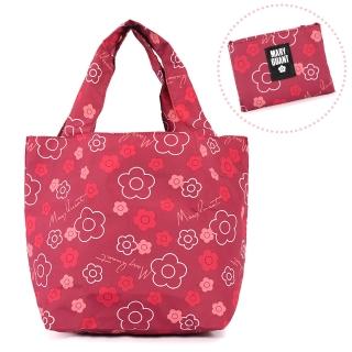【Mary Quant 瑪莉官】雙色小雛菊可水洗折疊環保購物袋(小/紅色)