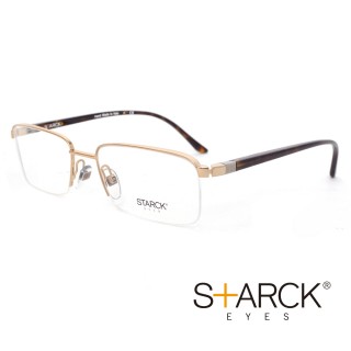 【STARCK】法國極簡主義設計巨擘 俐落都會洗練風格平光眼鏡(金色 SH2018-0005)