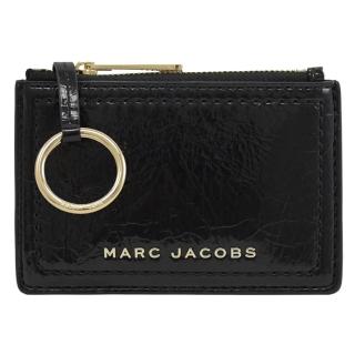 【MARC JACOBS 馬克賈伯】簡約金屬LOGO信用卡證件鑰匙圈零錢包(黑)