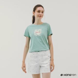 【Hang Ten】女裝-純棉加州主題印花短袖T恤(綠)