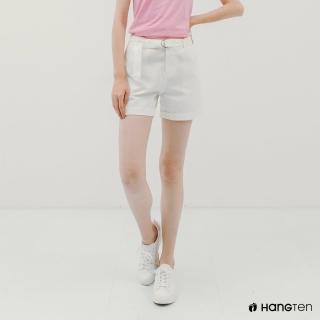 【Hang Ten】女裝-REGULAR FIT附腰帶口袋短褲(米白)