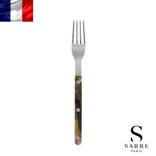 【Sabre Paris】Bistrot復古酒館混合材質系列-亮面主餐叉-咖啡水牛