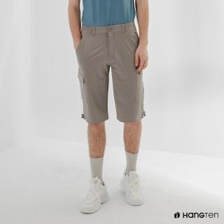 【Hang Ten】男裝-恆溫多功能-REGULAR FIT標準提織吸濕快乾抗曬多口袋六分運動短褲-灰