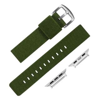 【Watchband】Apple Watch / 38.40.41.42.44.45mm / 蘋果手錶替用錶帶 蘋果錶帶 休閒尼龍帆布錶帶(綠色)