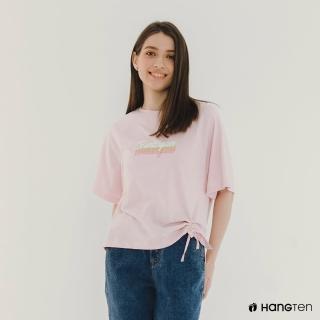 【Hang Ten】女裝-純棉霓虹招牌印花短袖T恤(粉)
