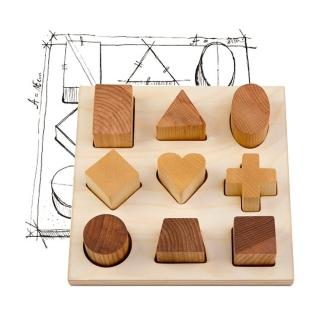 【Wooden Story】幾何配對拼圖(自然木頭色)