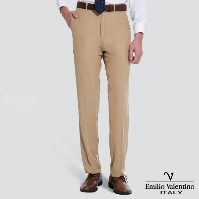 【Emilio Valentino 范倫提諾】輕量彈性平面西裝褲(卡其)