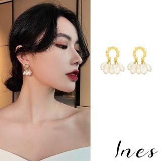 【INES】韓國設計925銀針復古巴洛克幾何珍珠流蘇造型耳環(925銀針耳環 珍珠耳環 流蘇耳環)
