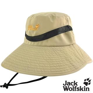 【Jack wolfskin 飛狼】拼接透氣網布抗UV圓盤帽 遮陽帽(卡其)