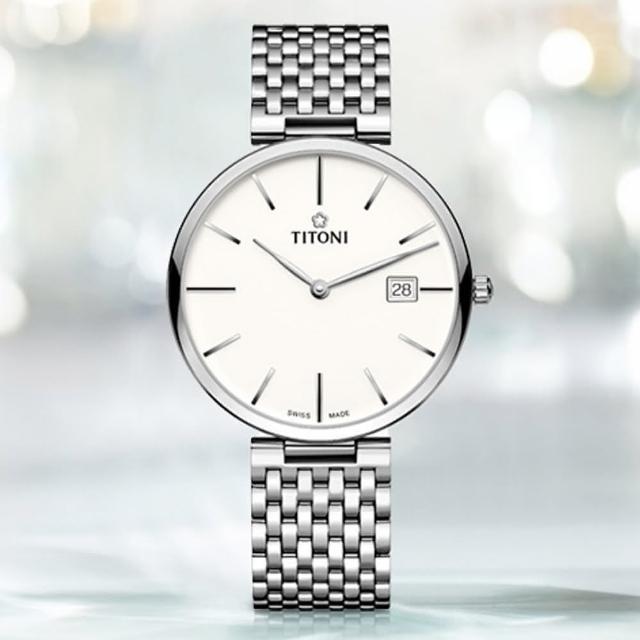 【TITONI 梅花錶】纖薄系列 輕量機械腕錶 / 39mm 母親節 禮物(82718S-606)