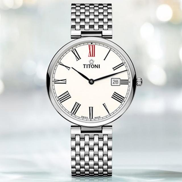 【TITONI 梅花錶】纖薄系列 輕量機械腕錶 / 39mm 母親節 禮物(82718S-608)