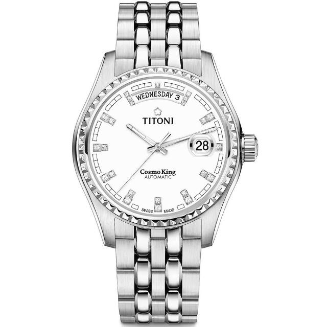 【TITONI 梅花錶】宇宙系列 皓石時標 日曆機械腕錶 / 40mm 母親節 禮物(797S-307)