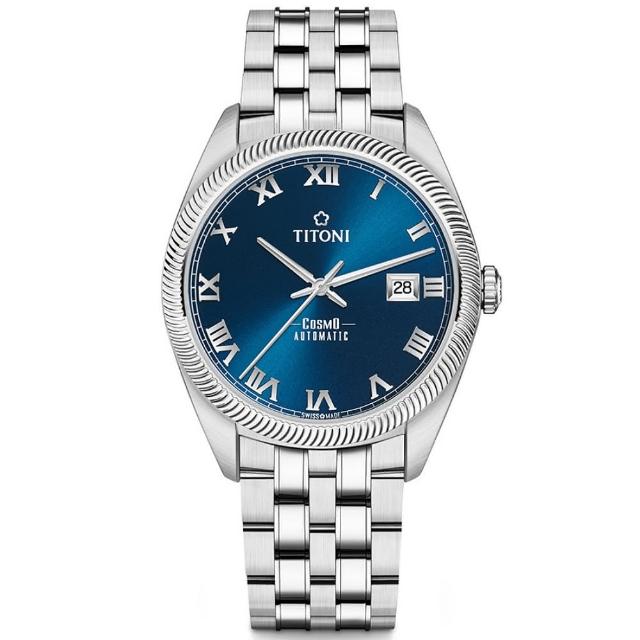 【TITONI 梅花錶】宇宙系列 錢幣紋錶圈 機械腕錶 / 41mm 母親節 禮物(878S-658)