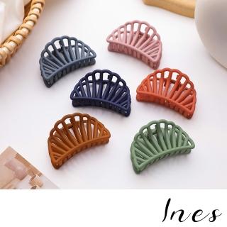 【INES】彩色髮夾 貝殼髮夾/法式復古幾何彩色貝殼造型抓夾 鯊魚夾 髮夾(6色任選)