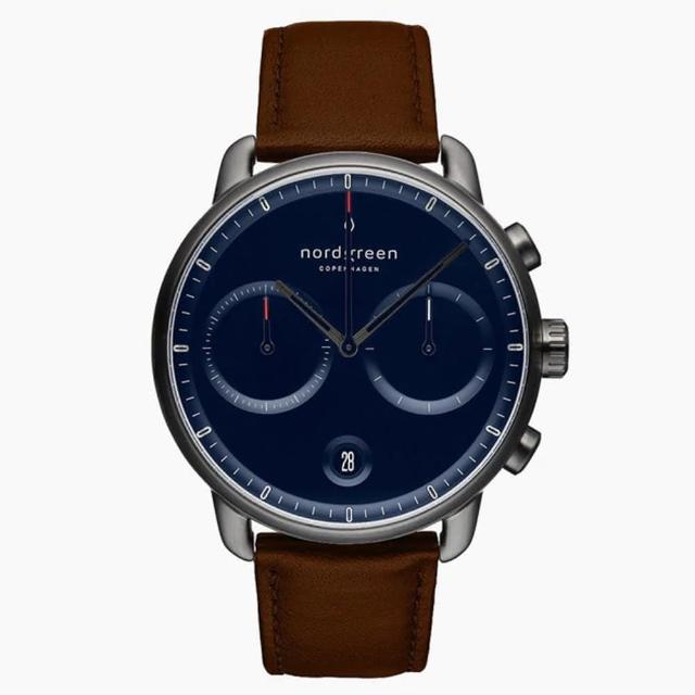 【Nordgreen】Pioneer先鋒 玫瑰金系列藍面復古棕真皮腕錶42mm(PI42RGLEBRNA)