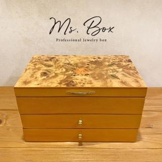 【Ms. box 箱子小姐】英國MELE&CO頂級木製珠寶盒(原木拼花兩層抽/飾品盒/收納盒)
