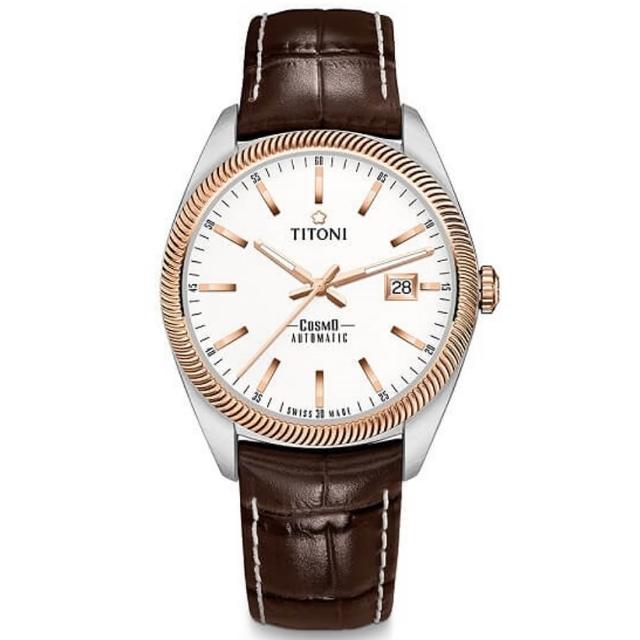 【TITONI 梅花錶】宇宙系列 錢幣紋錶圈 機械腕錶 / 41mm 母親節 禮物(878SRG-ST-606)