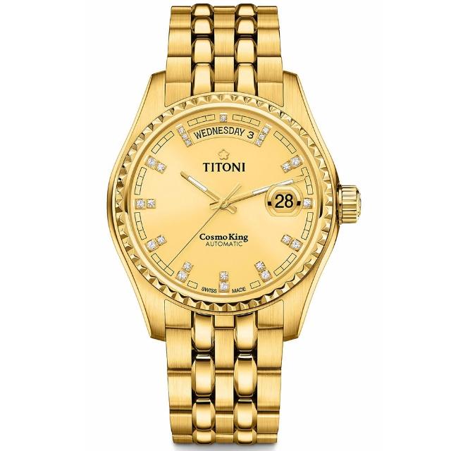 【TITONI 梅花錶】宇宙系列 皓石時標 日曆機械腕錶 / 40mm 母親節 禮物(797G-306)
