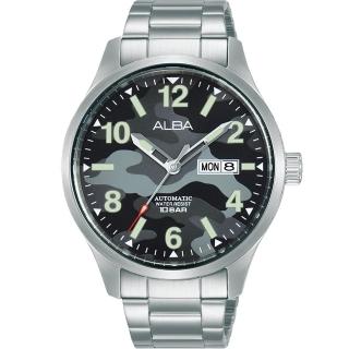 【ALBA】東京迷彩風印象三針機械不鏽鋼錶-42mm灰黑 男錶(AL4275X1/Y676-X039D)