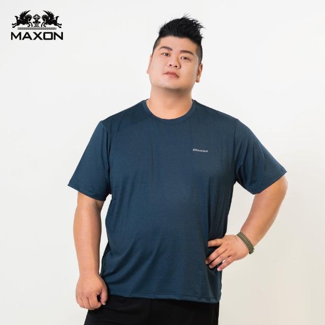 【MAXON 馬森大尺碼】台灣製深藍花紗排汗彈性短袖T恤XL~4L(81890-58)