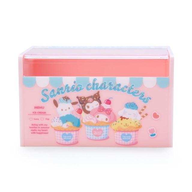 【小禮堂】Sanrio大集合 方型塑膠掀蓋式收納盒 《甜蜜蜜冰淇淋店》(平輸品)