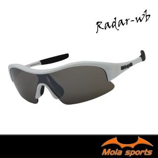 【Mola Sports】摩拉兒童運動太陽眼鏡 墨鏡 8-14歲 男女 UV400 白框 茶片 安全鏡片 Radar-wb
