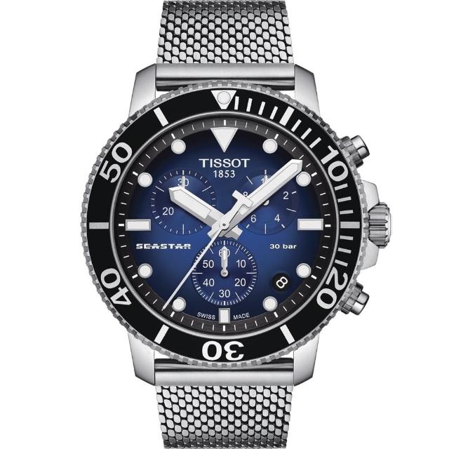 【TISSOT 天梭 官方授權】Seastar 海星300米潛水石英錶(T1204171104102)