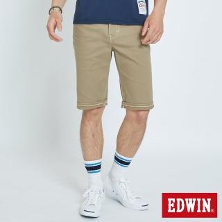 【EDWIN】男裝 加大碼-503基本五袋休閒色短褲(褐色)