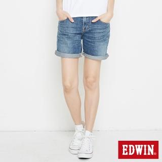 【EDWIN】女裝 MISS 寬管短褲(漂淺藍)