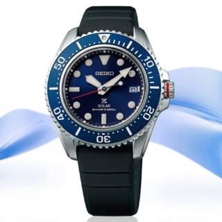 【SEIKO 精工】PROSPEX 太陽能200米潛水腕錶-藍 矽膠帶42.8mm_SK028(SNE593P1/V157-0DP0B)