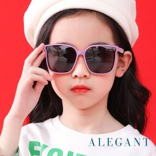 【ALEGANT】童樂時尚鸚鵡粉兒童專用輕量矽膠彈性太陽眼鏡(UV400方框偏光墨鏡)