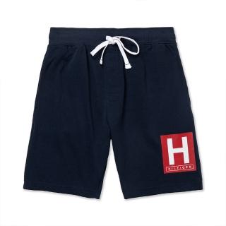 【Tommy Hilfiger】TOMMY 經典印刷大H文字棉短褲 休閒褲-深藍色(平輸品)